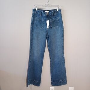 Bagatelle Wide Leg Stretchy Patch Pocket High Rise Denim Jeans Size 30 New
